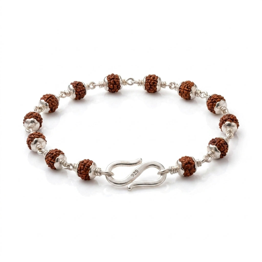 Indonesian Rudraksha Bracelet with 92.5 Silver