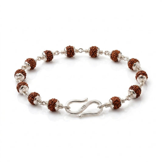 Indonesian Rudraksha Bracelet with 92.5 Silver